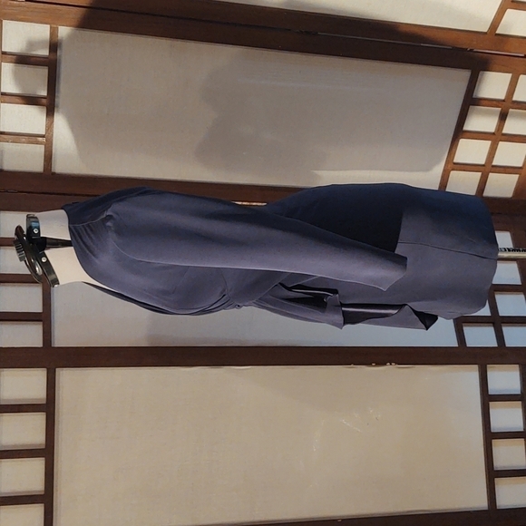 Niteline Della Roufogali Navy Front Cascade at the Waist Cocktail Dress Sz 4 - Picture 4 of 11